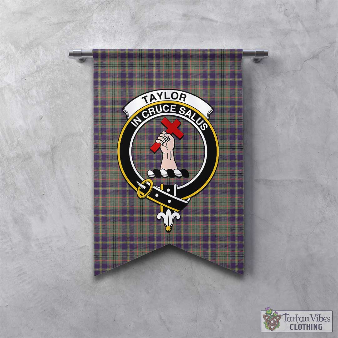 Tartan Vibes Clothing Taylor Weathered Tartan Gonfalon, Tartan Banner with Family Crest