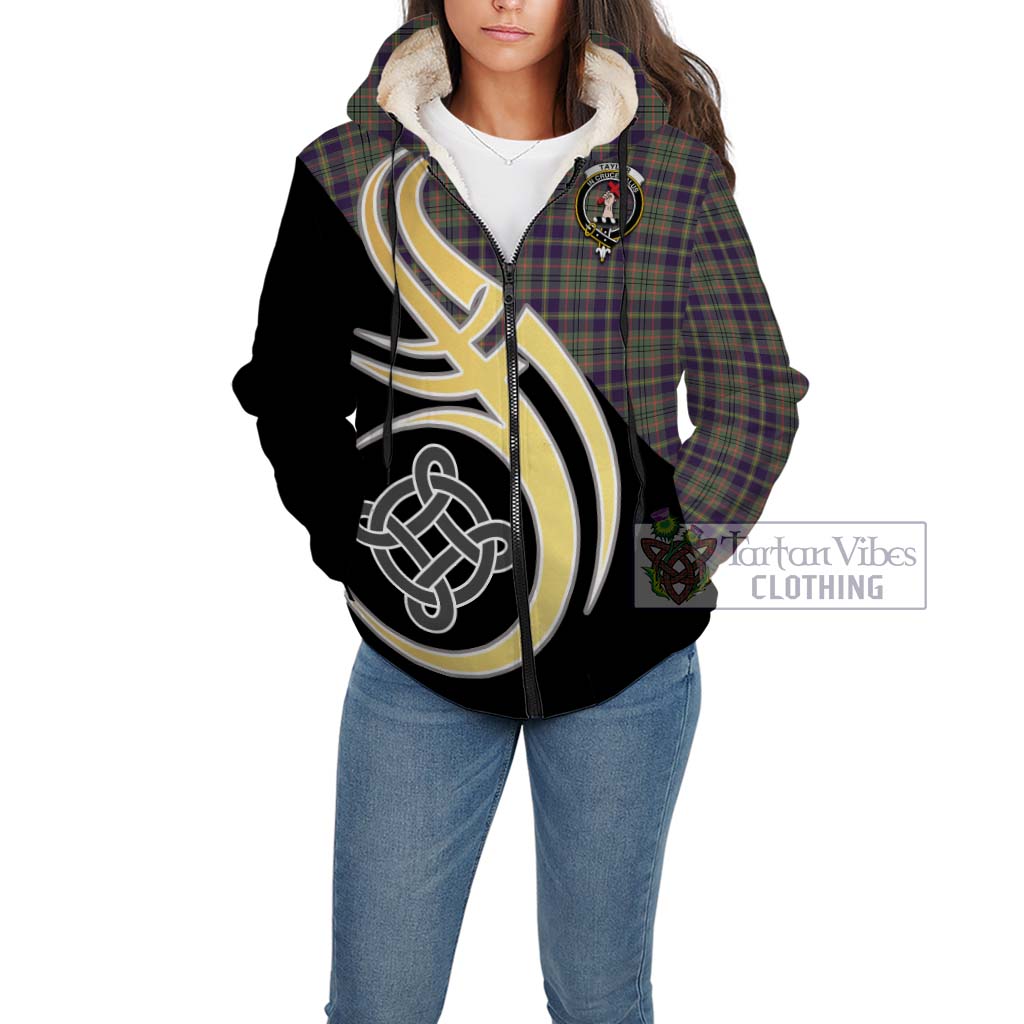 Taylor Weathered Tartan Sherpa Hoodie with Family Crest and Celtic Symbol Style Unisex - Tartan Vibes Clothing