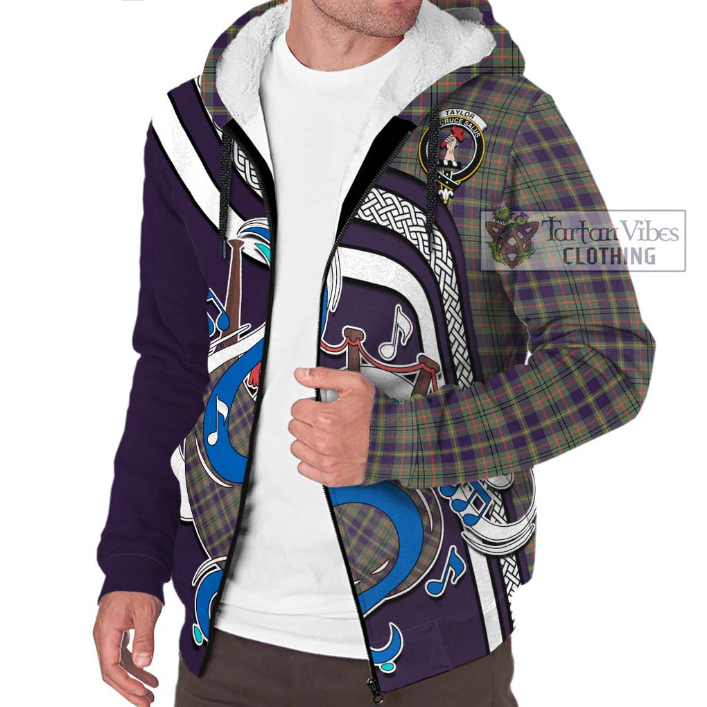 Taylor Weathered Tartan Sherpa Hoodie with Epic Bagpipe Style Unisex - Tartanvibesclothing Shop