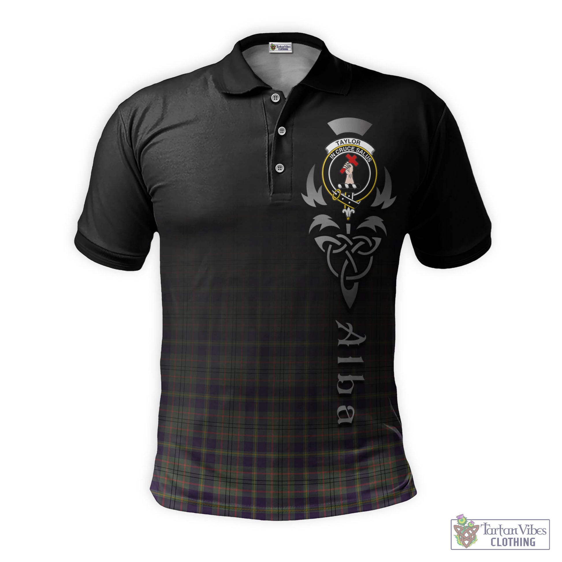 Tartan Vibes Clothing Taylor Weathered Tartan Polo Shirt Featuring Alba Gu Brath Family Crest Celtic Inspired