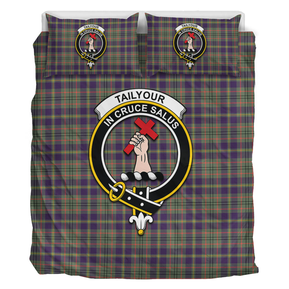 Taylor Weathered Tartan Bedding Set with Family Crest - Tartan Vibes Clothing