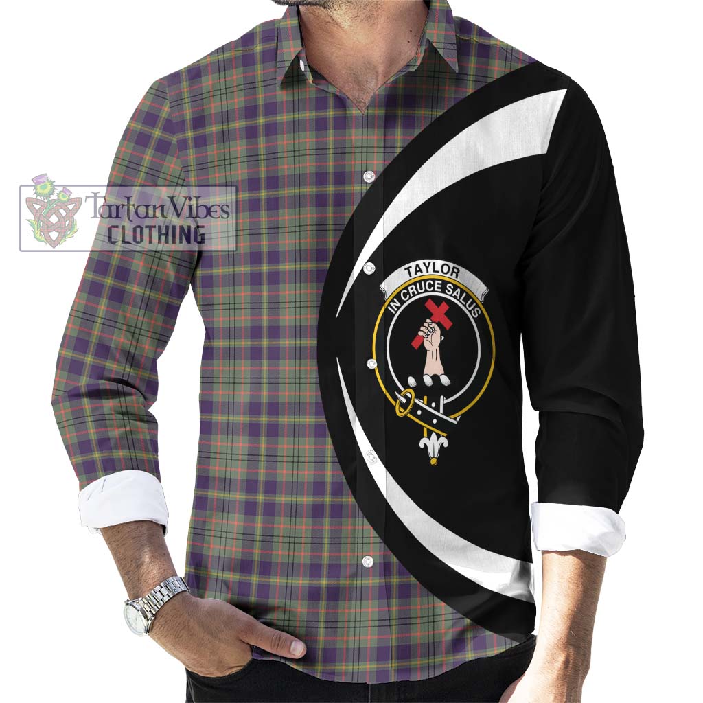 Taylor Weathered Tartan Long Sleeve Button Up with Family Crest Circle Style - Tartan Vibes Clothing