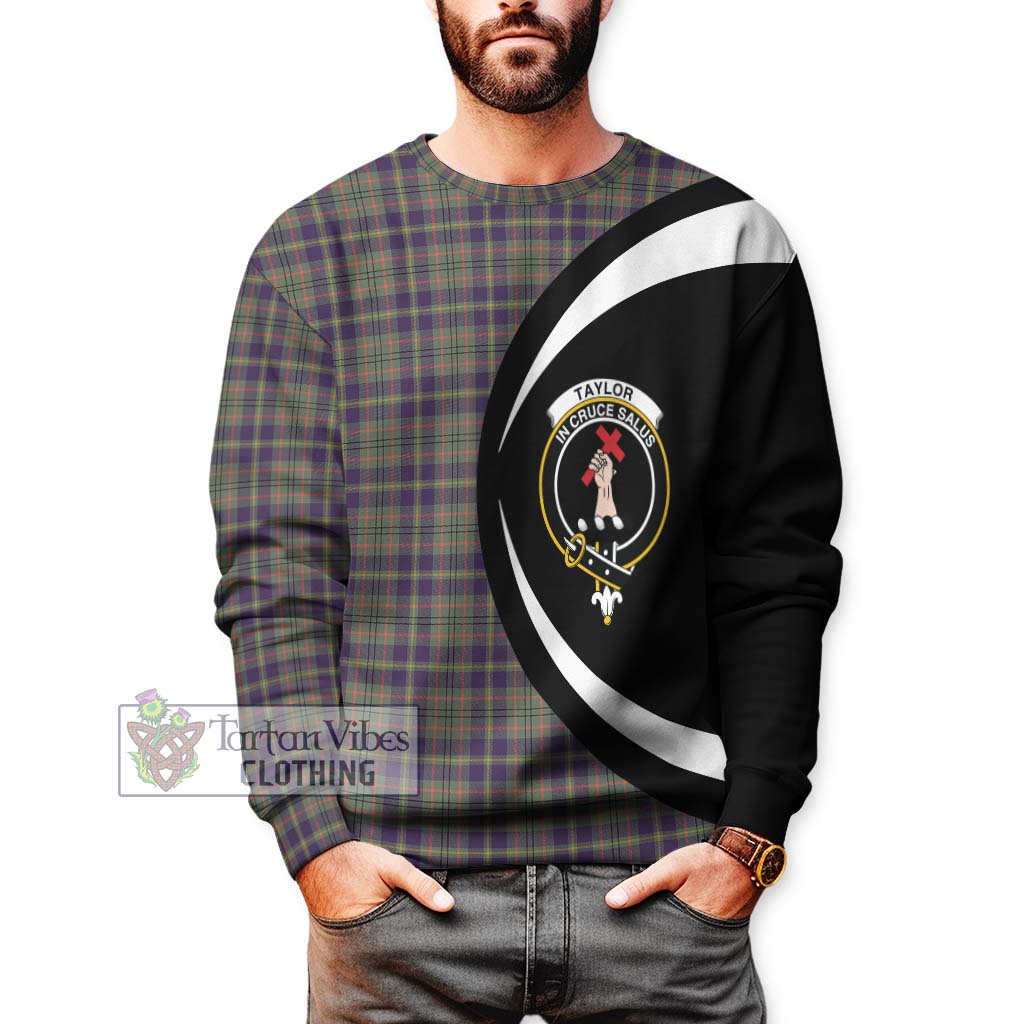 Tartan Vibes Clothing Taylor Weathered Tartan Sweatshirt with Family Crest Circle Style