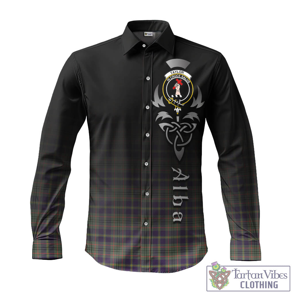 Tartan Vibes Clothing Taylor Weathered Tartan Long Sleeve Button Up Featuring Alba Gu Brath Family Crest Celtic Inspired