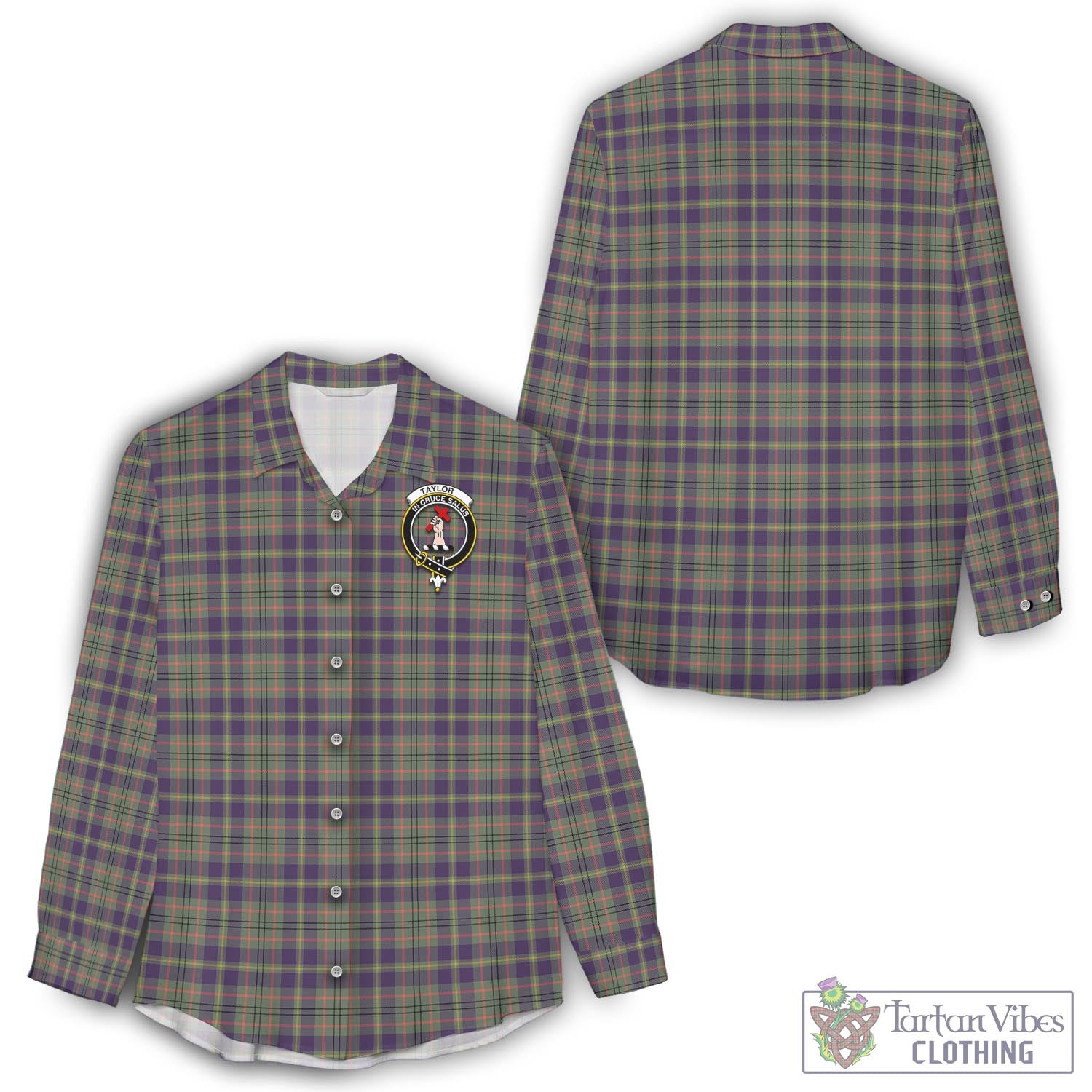 Tartan Vibes Clothing Taylor Weathered Tartan Womens Casual Shirt with Family Crest