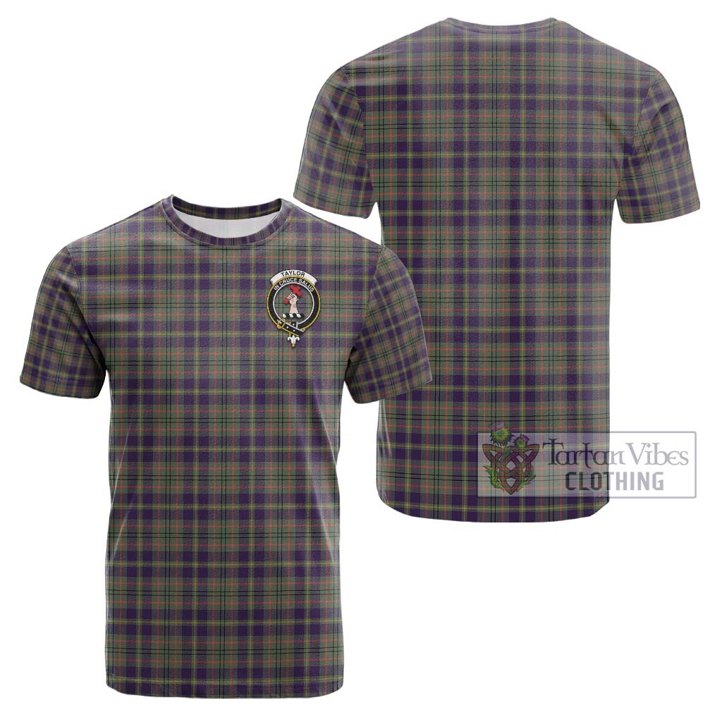 Tartan Vibes Clothing Taylor Weathered Tartan Cotton T-Shirt with Family Crest