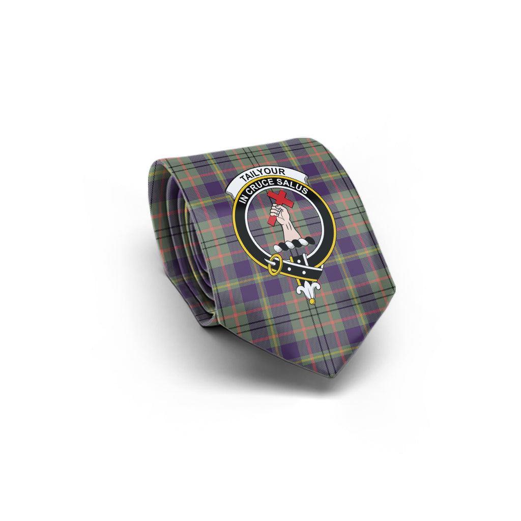 Taylor Weathered Tartan Classic Necktie with Family Crest - Tartan Vibes Clothing