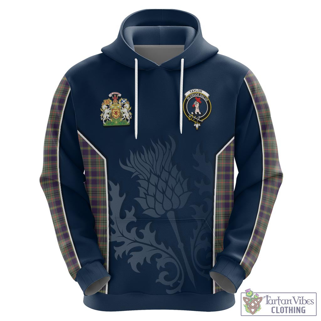 Tartan Vibes Clothing Taylor Weathered Tartan Hoodie with Family Crest and Scottish Thistle Vibes Sport Style