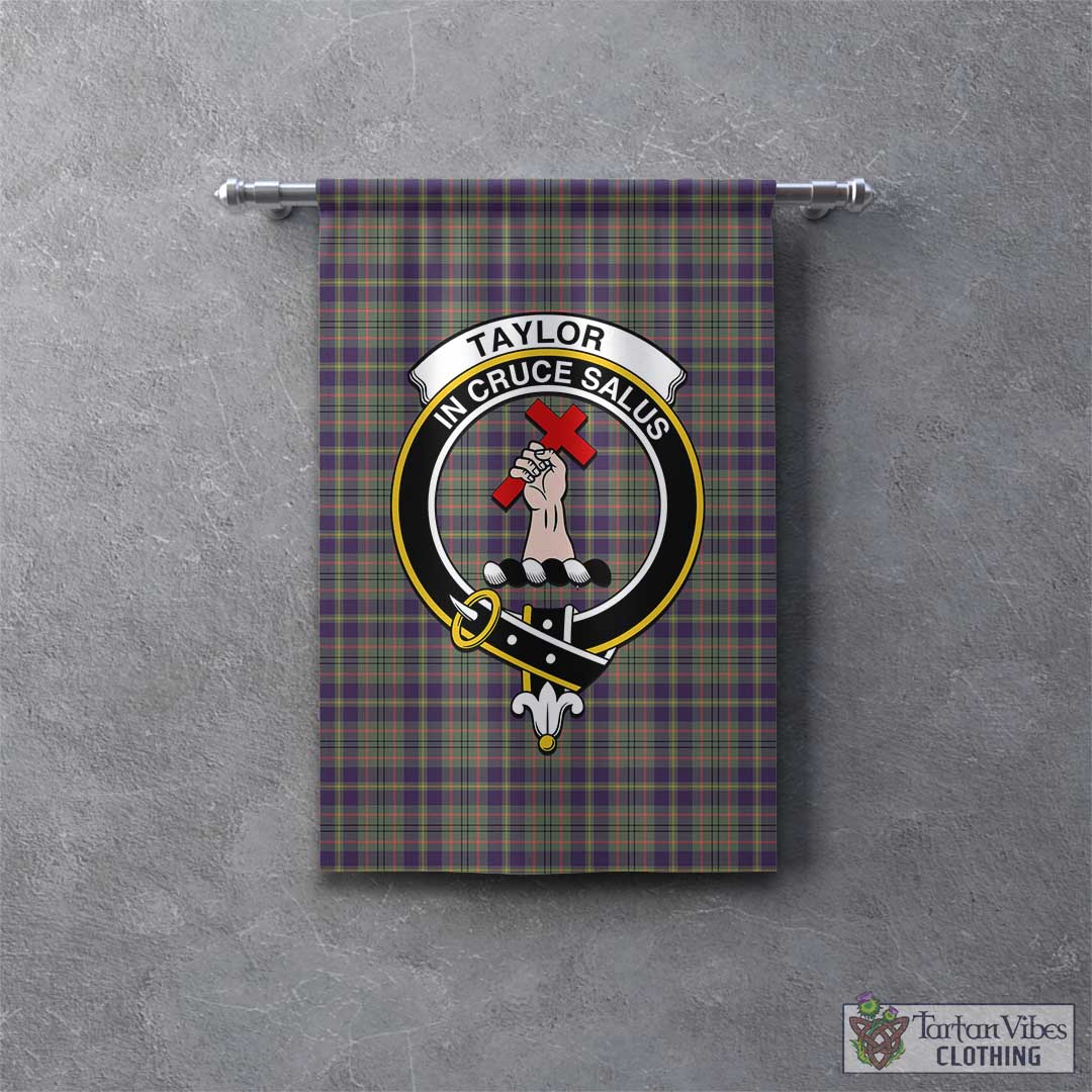 Tartan Vibes Clothing Taylor Weathered Tartan Gonfalon, Tartan Banner with Family Crest