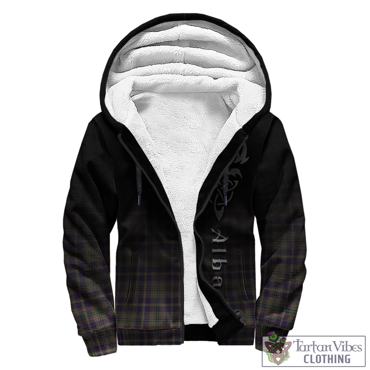 Tartan Vibes Clothing Taylor Weathered Tartan Sherpa Hoodie Featuring Alba Gu Brath Family Crest Celtic Inspired