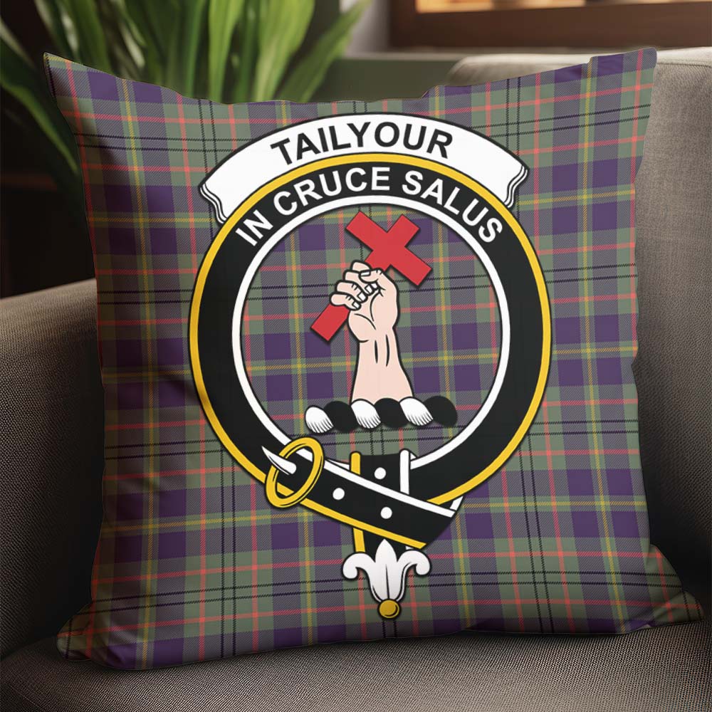 Taylor Weathered Tartan Pillow Cover with Family Crest - Tartanvibesclothing