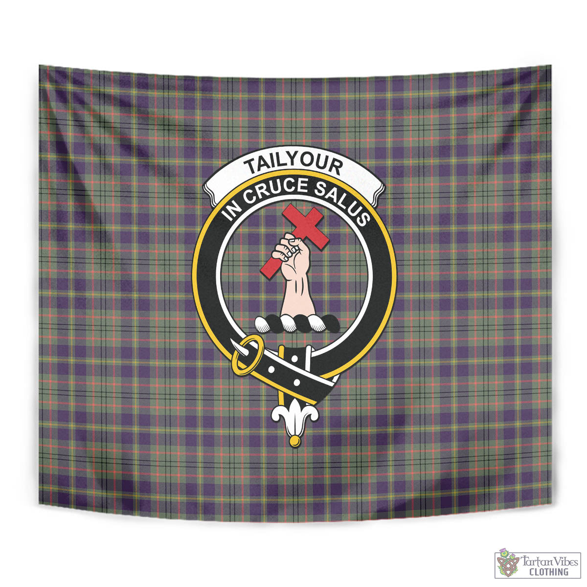 Tartan Vibes Clothing Taylor Weathered Tartan Tapestry Wall Hanging and Home Decor for Room with Family Crest