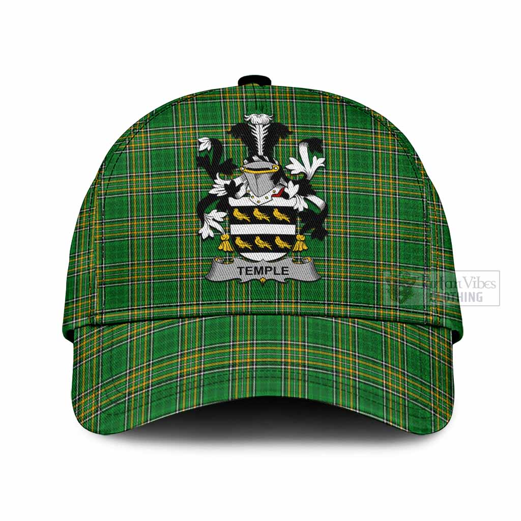 Tartan Vibes Clothing Temple Irish Clan Tartan Classic Cap with Coat of Arms