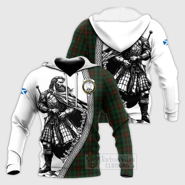 Tennant Tartan Clan Crest Knitted Hoodie with Highlander Warrior Celtic Style