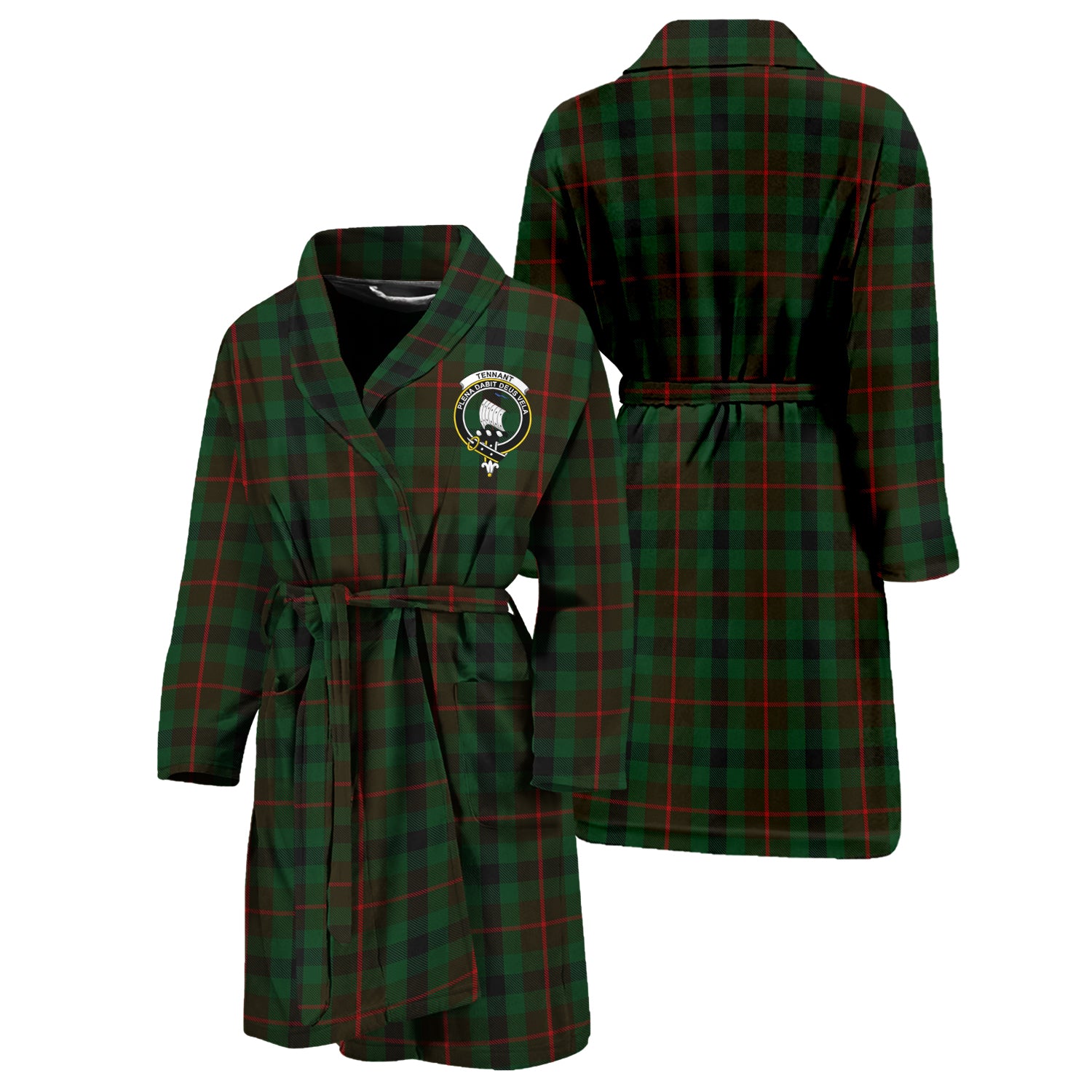 Tennant Tartan Bathrobe with Family Crest Unisex S - Tartan Vibes Clothing