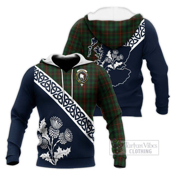 Tennant Tartan Knitted Hoodie Featuring Thistle and Scotland Map