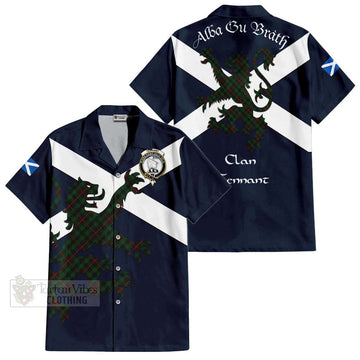 Tennant Tartan Lion Rampant Short Sleeve Button Shirt  Proudly Display Your Heritage with Alba Gu Brath and Clan Name