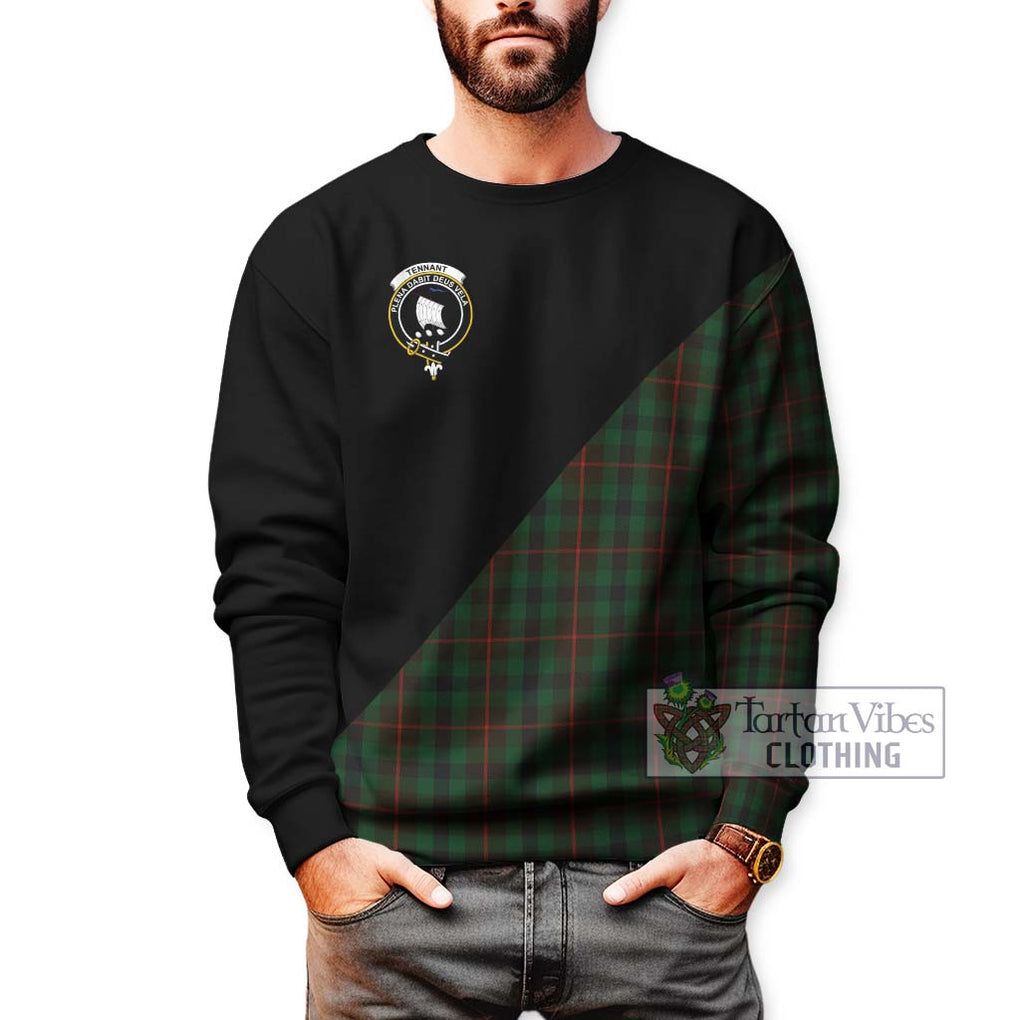 Tennant Tartan Sweatshirt with Family Crest and Military Logo Style Unisex - Tartanvibesclothing Shop