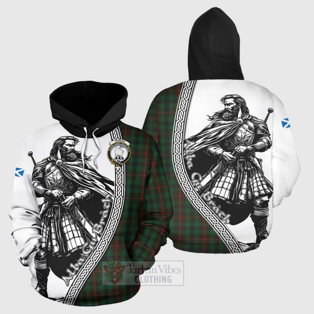 Tartan Vibes Clothing Tennant Tartan Clan Crest Hoodie with Highlander Warrior Celtic Style