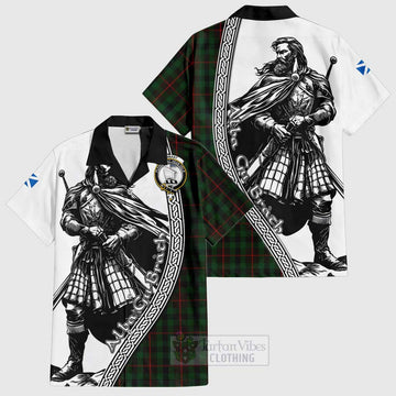 Tennant Tartan Clan Crest Short Sleeve Button Shirt with Highlander Warrior Celtic Style