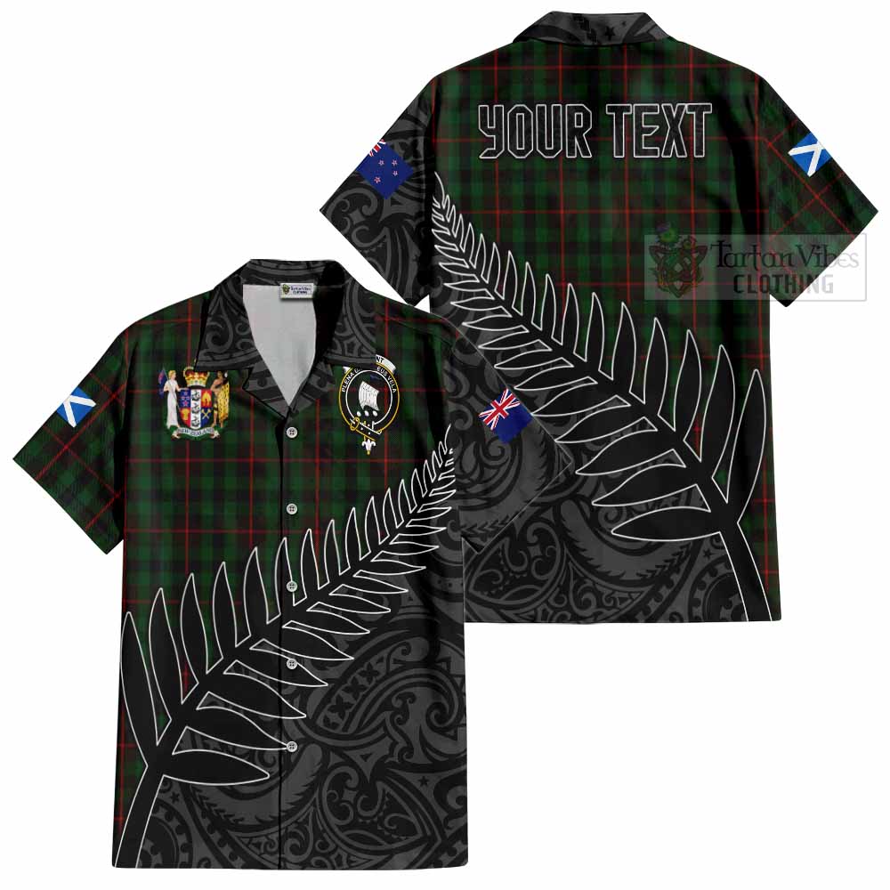 Tartan Vibes Clothing Tennant Crest Tartan Short Sleeve Button Shirt with New Zealand Silver Fern Half Style