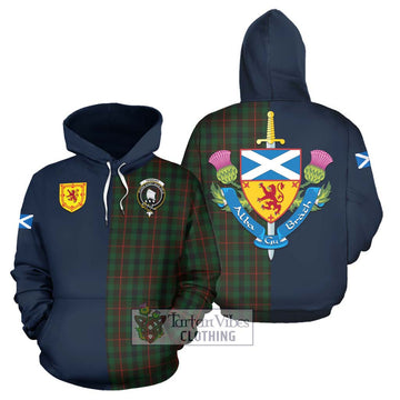 Tennant Tartan Hoodie Alba with Scottish Lion Royal Arm Half Style