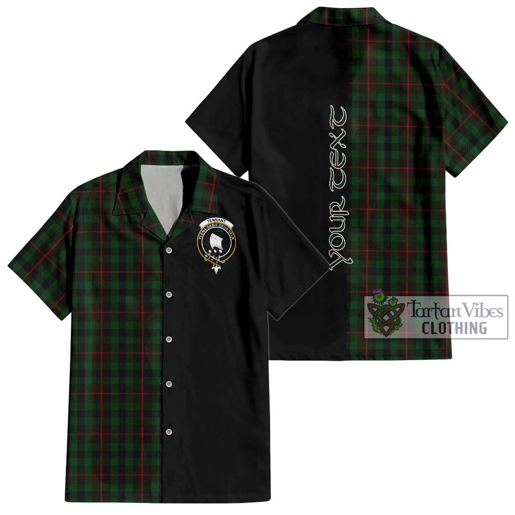 Tennant Tartan Short Sleeve Button Shirt with Family Crest and Half Of Me Style Kid - Tartanvibesclothing Shop