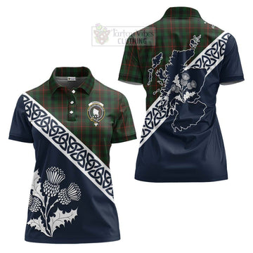 Tennant Tartan Women's Polo Shirt Featuring Thistle and Scotland Map Women - Tartanvibesclothing Store