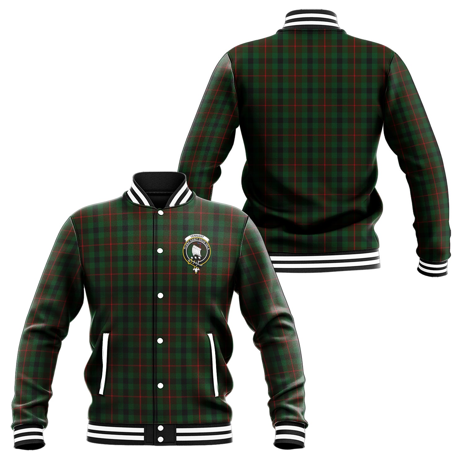 Tennant Tartan Baseball Jacket with Family Crest Unisex - Tartan Vibes Clothing