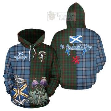 Tennant Tartan Hoodie Happy St. Andrew's Day Half Tartan Style