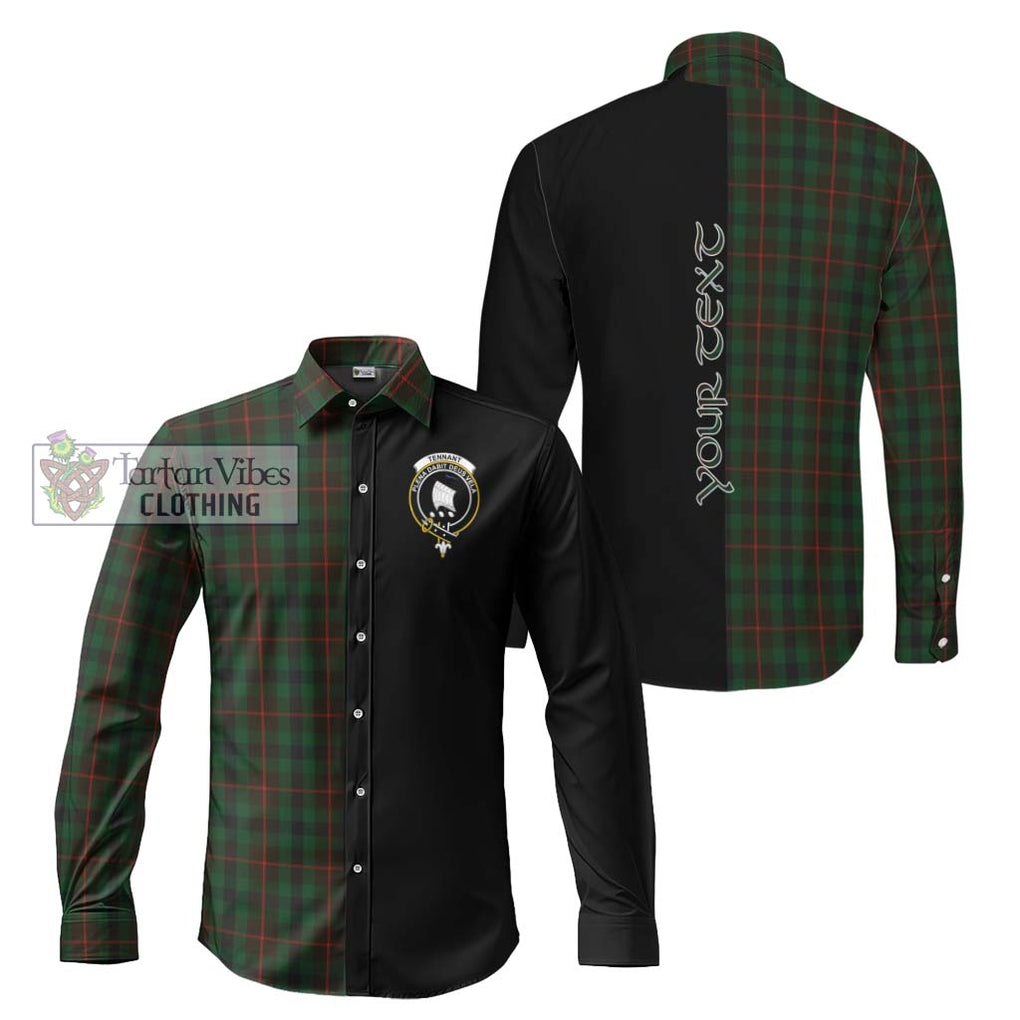 Tennant Tartan Long Sleeve Button Shirt with Family Crest and Half Of Me Style Men's Shirt S - Tartanvibesclothing Shop