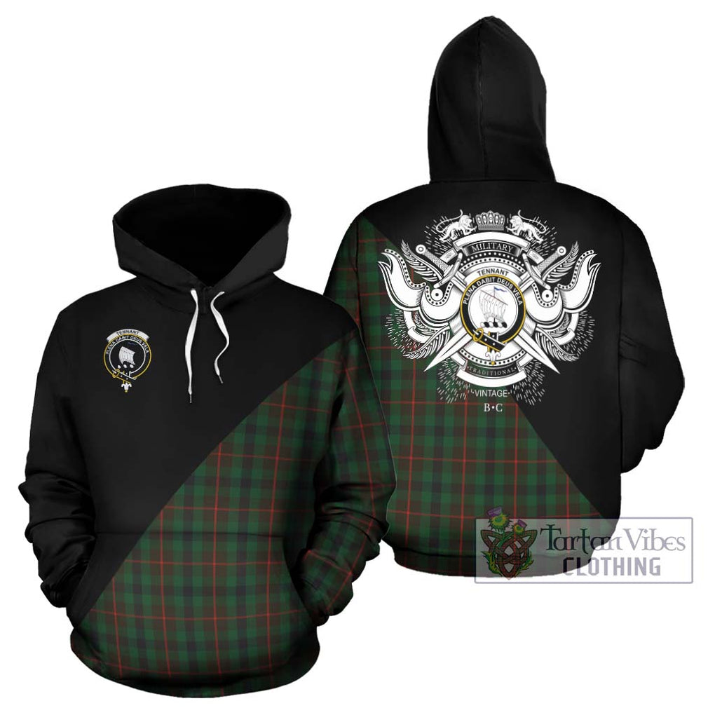 Tennant Tartan Hoodie with Family Crest and Military Logo Style Zip Hoodie - Tartanvibesclothing Shop