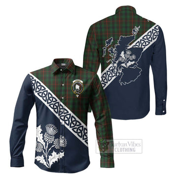 Tennant Tartan Long Sleeve Button Shirt Featuring Thistle and Scotland Map