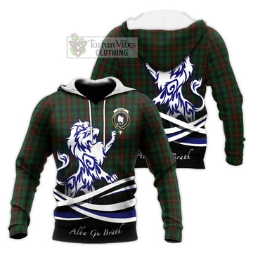 Tennant Tartan Knitted Hoodie with Alba Gu Brath Regal Lion Emblem