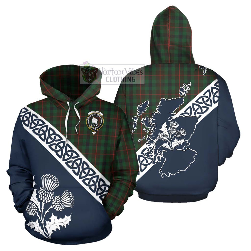 Tartan Vibes Clothing Tennant Tartan Hoodie Featuring Thistle and Scotland Map