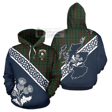 Tennant Tartan Hoodie Featuring Thistle and Scotland Map