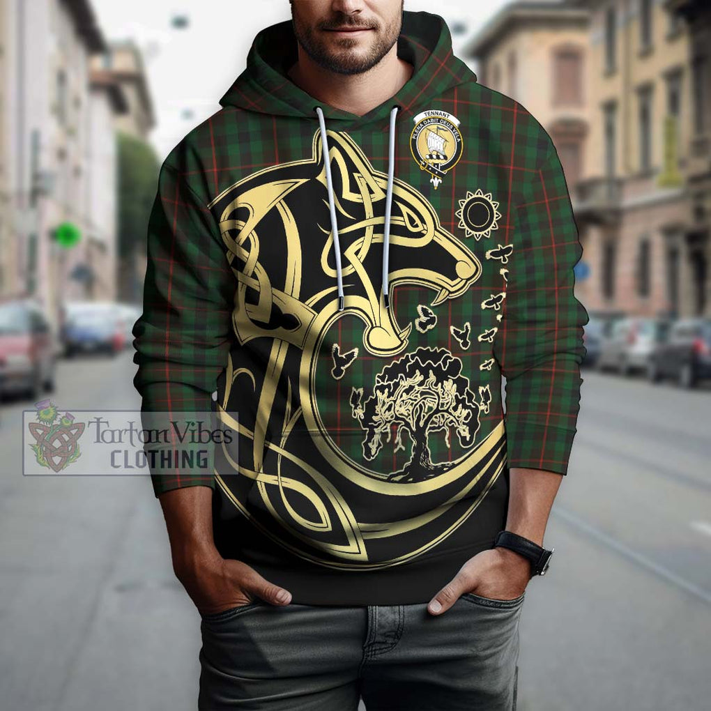 Tennant Tartan Hoodie with Family Crest Celtic Wolf Style Zip Hoodie - Tartan Vibes Clothing