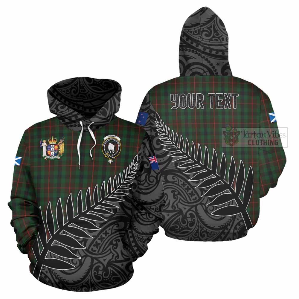 Tartan Vibes Clothing Tennant Crest Tartan Hoodie with New Zealand Silver Fern Half Style