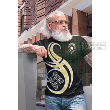 Tennant Tartan Cotton T-shirt with Family Crest and Celtic Symbol Style