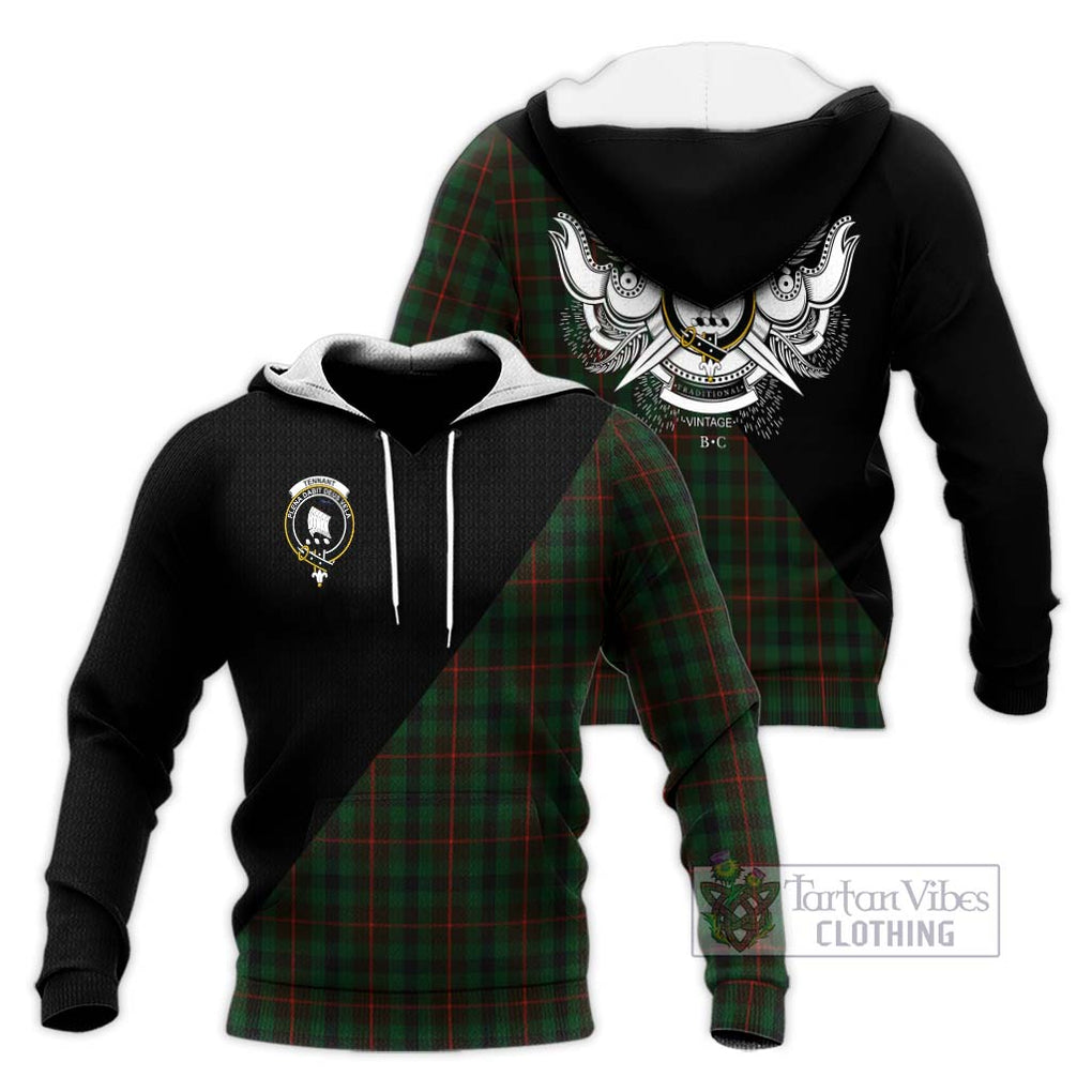 Tennant Tartan Knitted Hoodie with Family Crest and Military Logo Style Unisex Knitted Pullover Hoodie - Tartanvibesclothing Shop