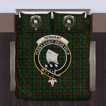 Tennant Tartan Quilt Bed Set with Family Crest