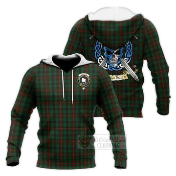 Tennant Tartan Knitted Hoodie with Family Crest Celtic Skull Style