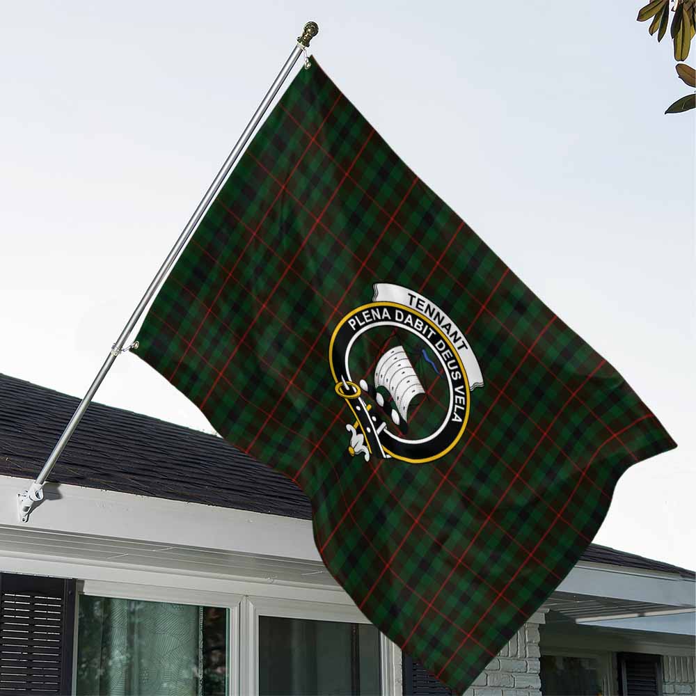 Tartan Vibes Clothing Tennant Tartan House Flag with Family Crest