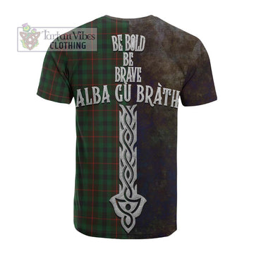 Tennant Tartan Family Crest Cotton T-shirt Alba Gu Brath Be Brave Lion Ancient Style - Tartan Vibes Clothing