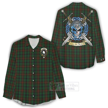 Tennant Tartan Women's Casual Shirt with Family Crest Celtic Skull Style