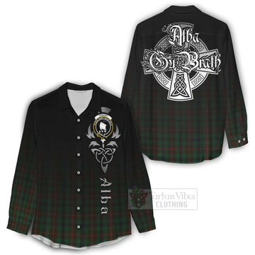 Tennant Tartan Women's Casual Shirt Featuring Alba Gu Brath Family Crest Celtic Inspired