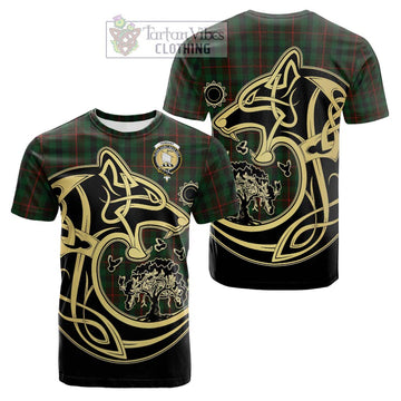 Tennant Tartan Cotton T-shirt with Family Crest Celtic Wolf Style