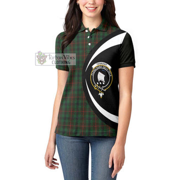 Tennant Tartan Women's Polo Shirt with Family Crest Circle Style