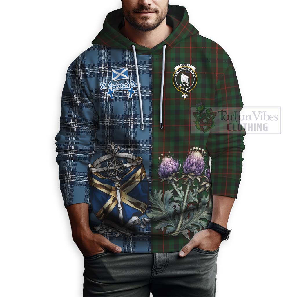 Tartan Vibes Clothing Tennant Tartan Hoodie Happy St. Andrew's Day Half Tartan Style