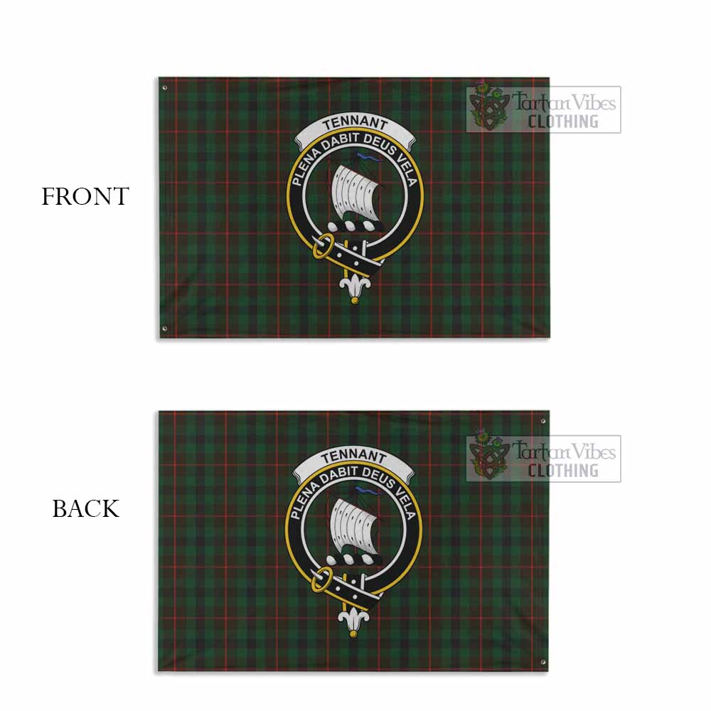 Tartan Vibes Clothing Tennant Tartan House Flag with Family Crest